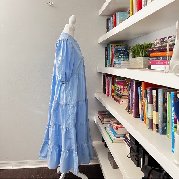 Karlie Blue Tier Puff Sleeve Maxi Dress Sz small - Picture 7 of 12